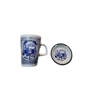KPCS Blue and White Porcelain Souvenir Boston Massachusetts Coffee Tea Cup Mug